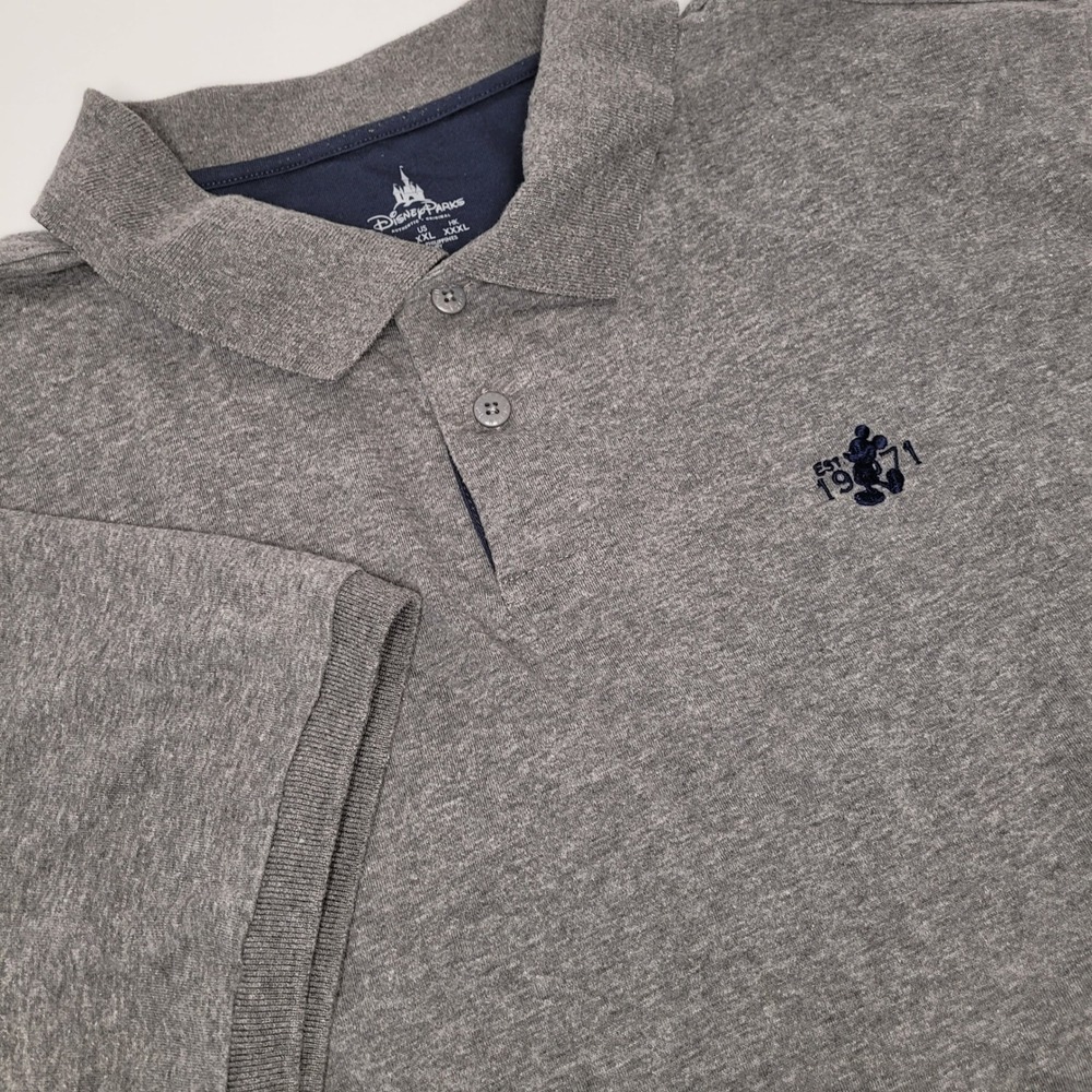 Disney Parks Polo Shirt Mens XXL Grey Excellent Mickey Mouse Est 1971 SS